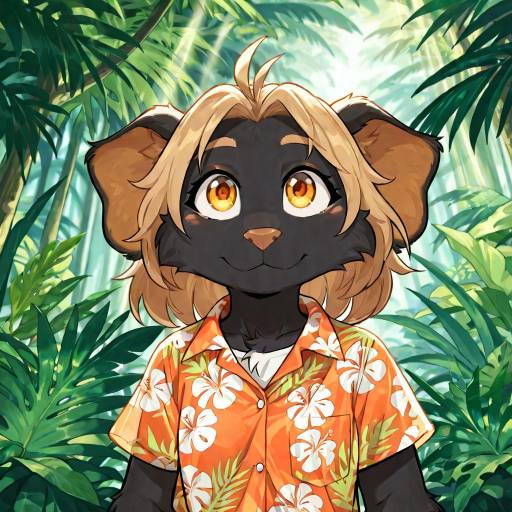 Anthropomorphic Elephant in Hawaiian Shirt