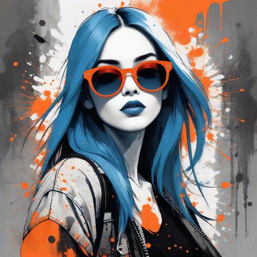 Edgy Portrait of Woman with Blue Hair Edgy Portrait of Woman with Blue Hair