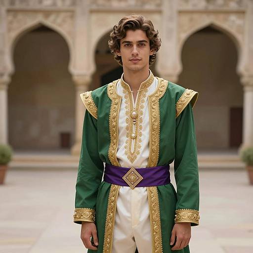 Young Man in Regal Traditional Prince Outfit