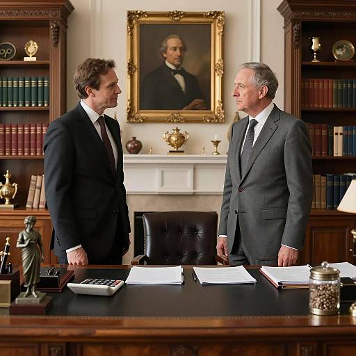 Two businessmen in ornate office