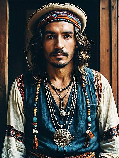 Man in Bohemian Style Outfit