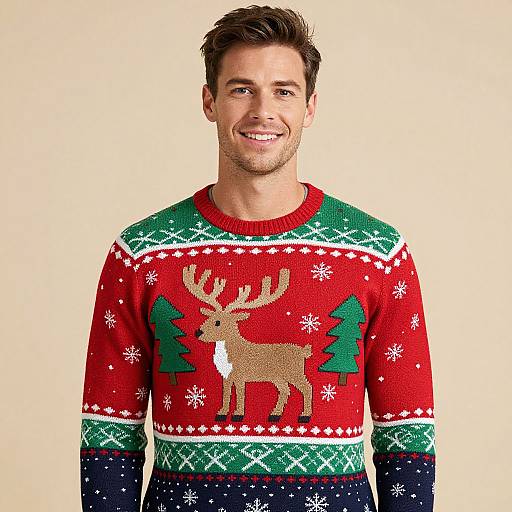 Man Wearing Festive Christmas Sweater