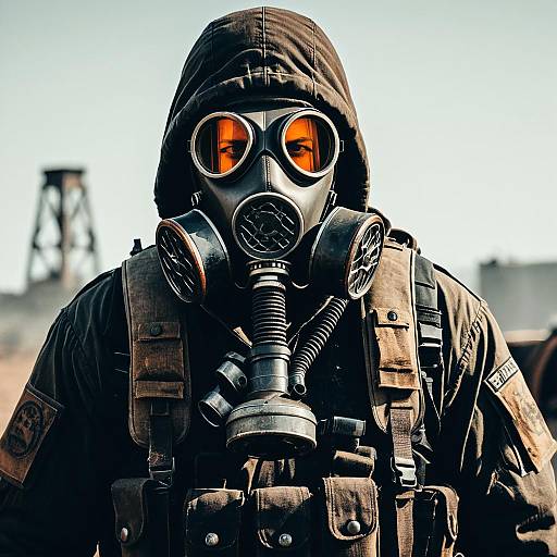 Mercenary in Gas Mask and Tactical Gear