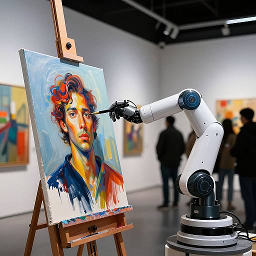 AI Robotic Arm Painting Vivid Art