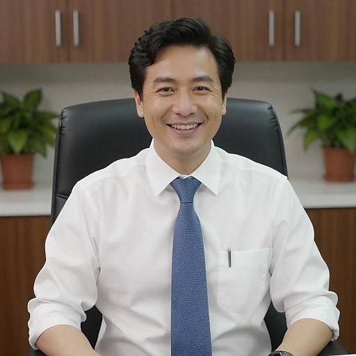 Smiling Asian businessman in office