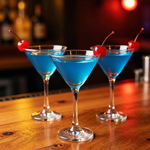 Vibrant Blue Martini Trio