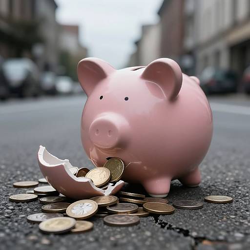 Broken Piggy Bank Representing Wertverlust
