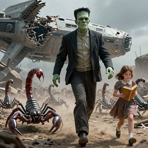 Alien Scorpion Army Chasing Girl