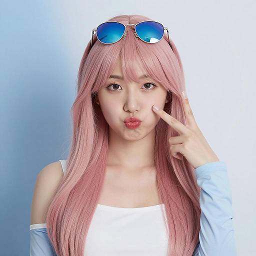 Asian Woman with Pastel Pink Hair