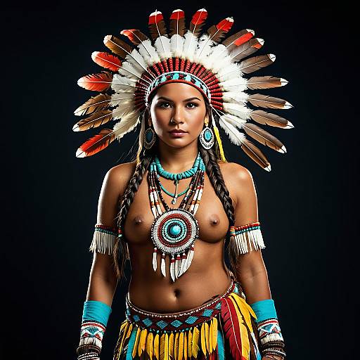 Native American Woman in Traditional Headdress