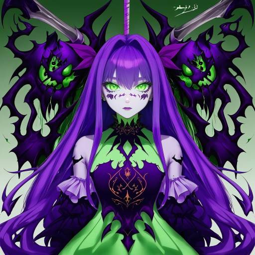 Illustration of Al azif, demonbane in the style of Hita (hitapita)