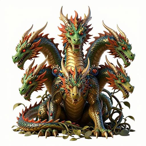 Miyazaki-Style Five-Headed Dragon
