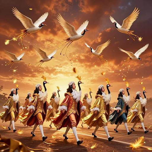 Phoenixes in 18th-Century Attire Parade