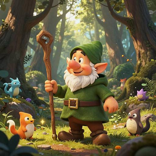 Young Dwarf Explorer in Mystical Forest