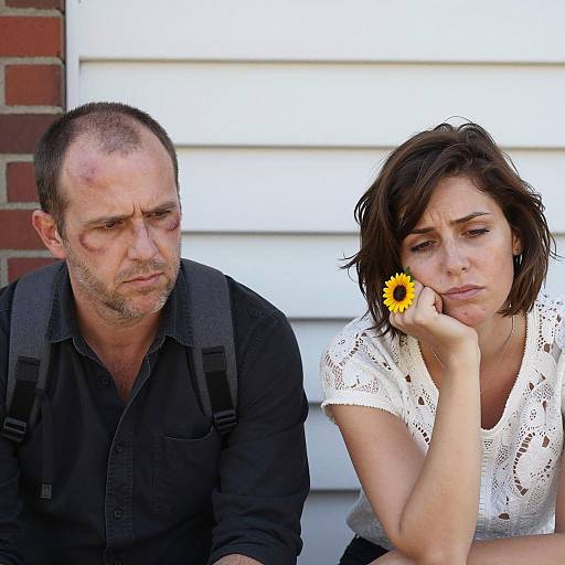 Tired Duo Against a Rustic Backdrop