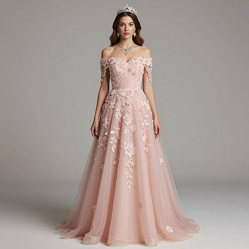 Elegant Young Woman in Fantasy Gown