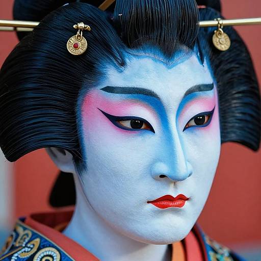 Neo Dada Kabuki Art with Blue Tar