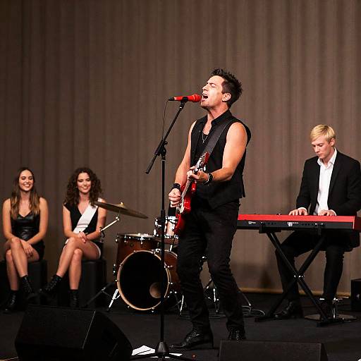 Dynamic Rock Band Performance on Stage