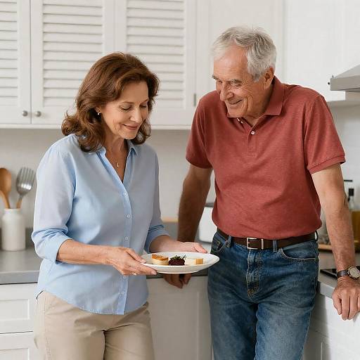 Elderly Couple in Kitchen with Plate