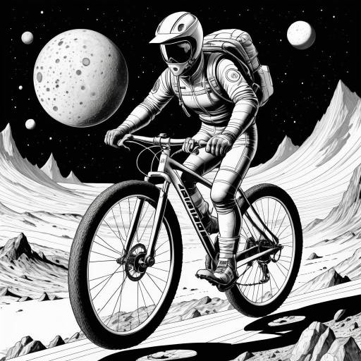 Lunar Cyclist Adventure in Moebius Style Lunar Cyclist Adventure in Moebius Style