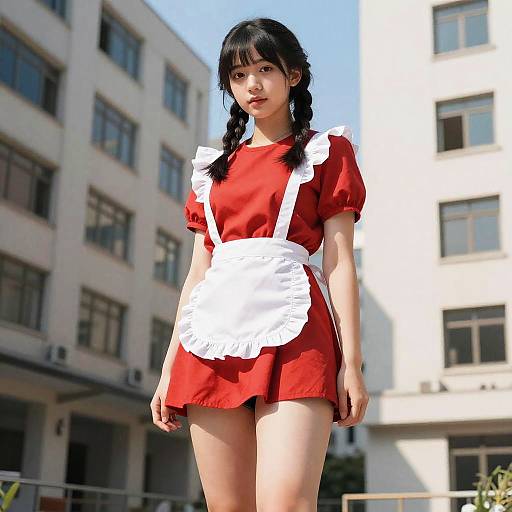 Realistic Girl at Building in Sunlight