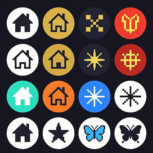 Pixel Art Circular Icon Collage