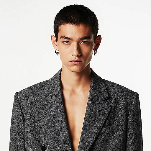 Androgynous Model in Monochrome Blazer