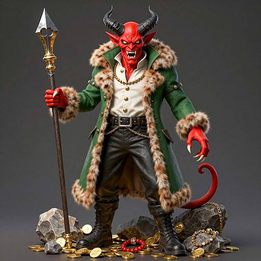 Red Demon with Staff and Treasure