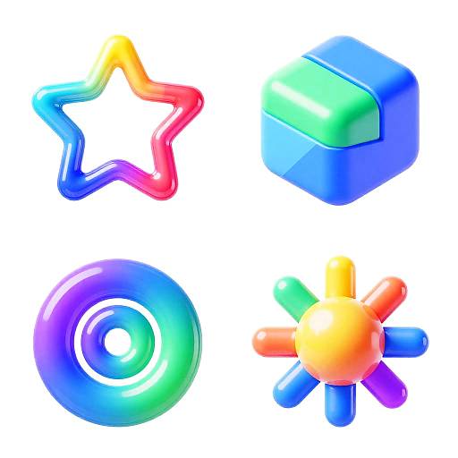 Vibrant Glossy 3D Logo Grid