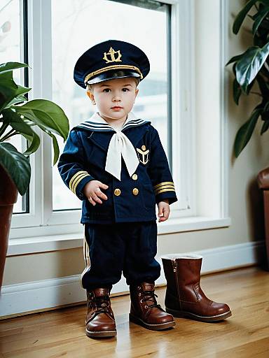 Adorable Infant Captain Costume Portrait