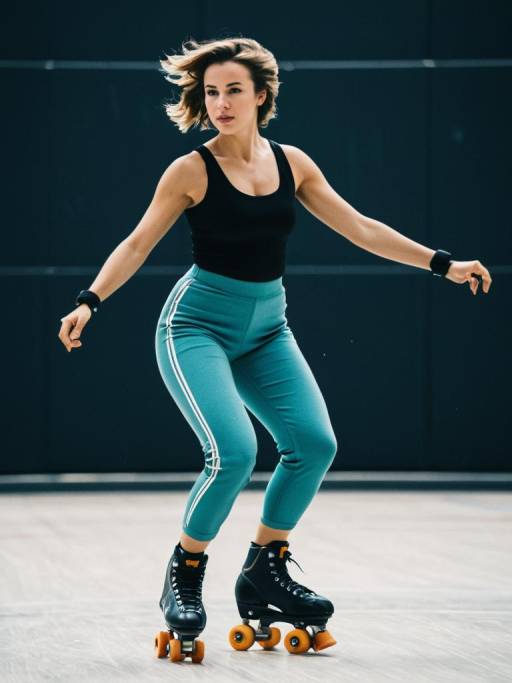 Young Woman Roller Skating Indoors