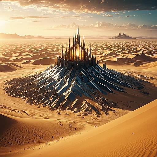 Crystal Desert with Towering Glass Castles