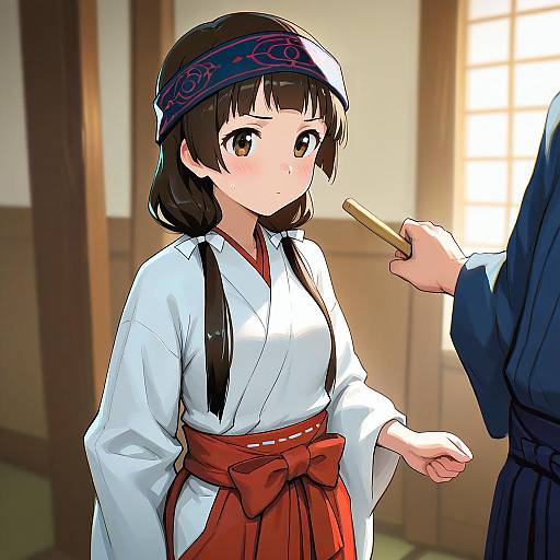 Illustration of Amayadori machi, kumamiko in the style of Qosic