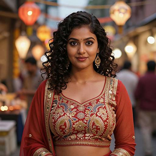 Vibrant Portrait of Indian Woman at Diwali