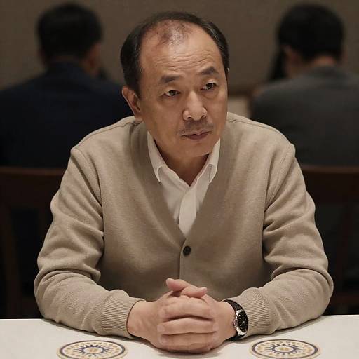 Reflective Middle-Aged Man in Cardigan