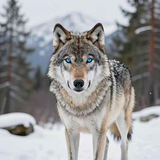 Majestic Grey Wolf in Snowy Wilderness