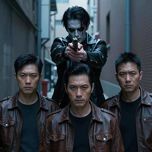 Dramatic Scene in Blue Alleyway