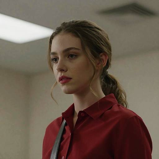Portrait of a Young Woman in Red Shirt