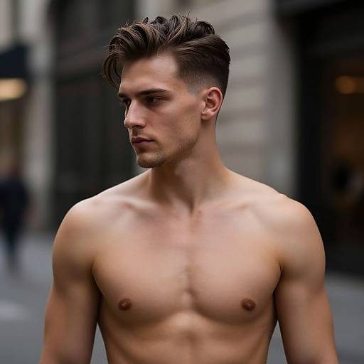 Realistic European Man with Curtain Haircut