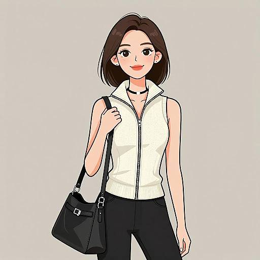 Smiling Woman in Casual Chic Outfit