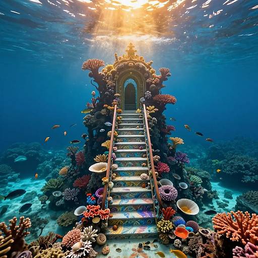 Surreal Underwater Staircase Dreamscape