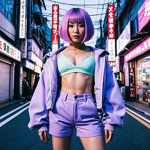 Muscular South Korean Pop Idol in Neon Seoul