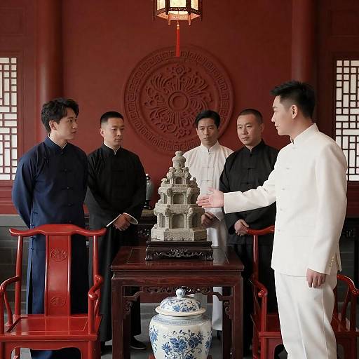 Traditional Chinese Gathering in Red Room