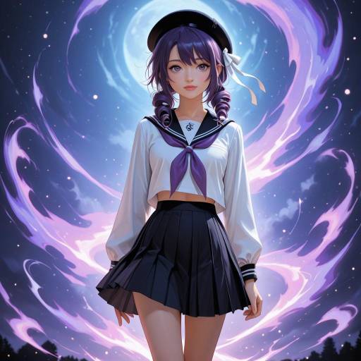 Mysterious Schoolgirl in Moonlit Shadows