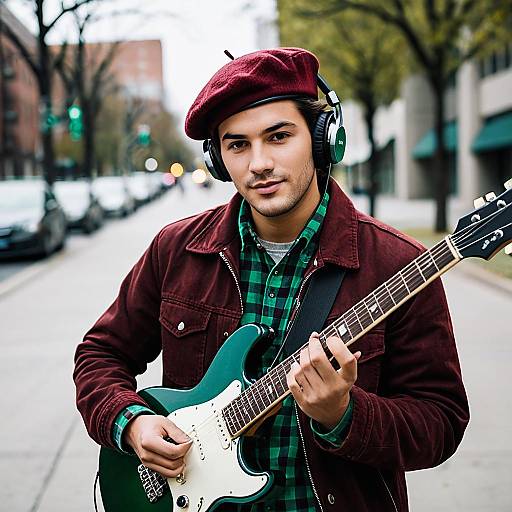 Young Urban Musician Playing Electric Guitar