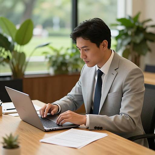 Calm Businessman in Natural Office