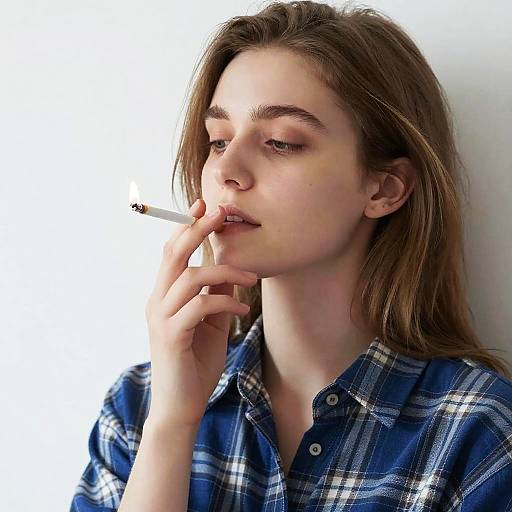 Young Woman Smoking Cigarette