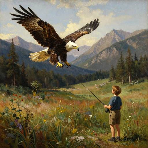 Majestic Eagle Over Mountain Meadow