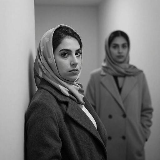Intense Black-and-White Portrait of Women
