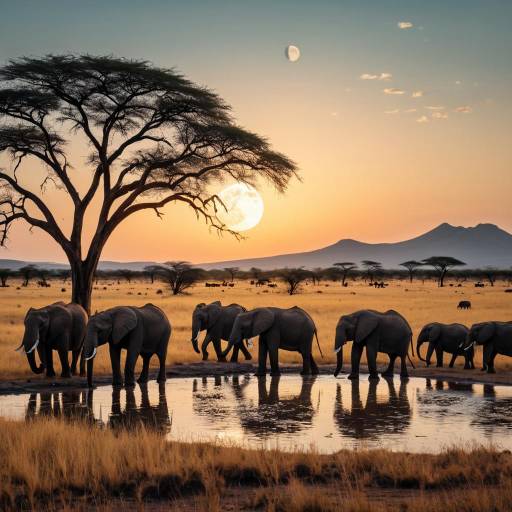 Serene Savanna Scene with Elephants Serene Savanna Scene with Elephants